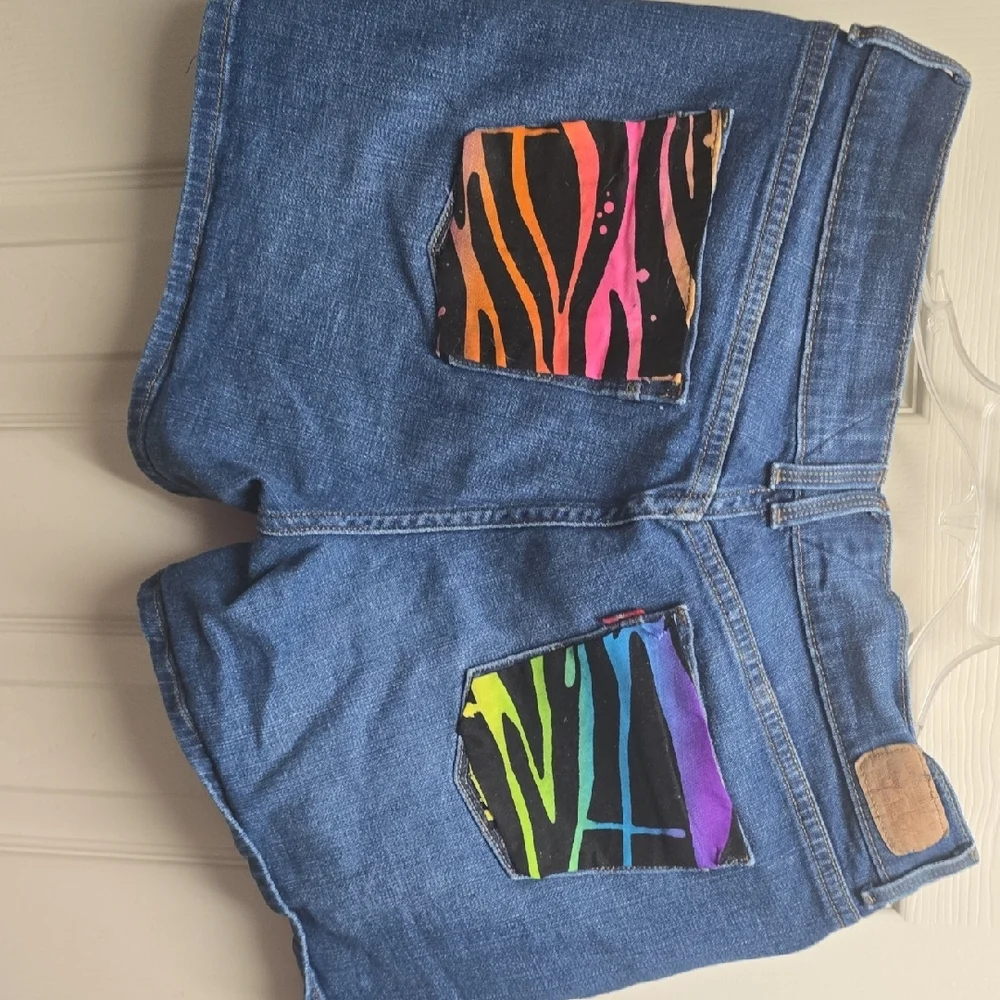 Levi's Blue and Multicolor Women's Denim Shorts - Picture 2 of 5